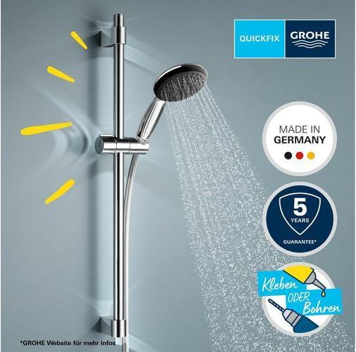 Produktbild Grohe Vitalio Start 110 QuickFix Brausestangenset, kleben oder bohren, Länge 600mm, wassersparend, 3 Strah
