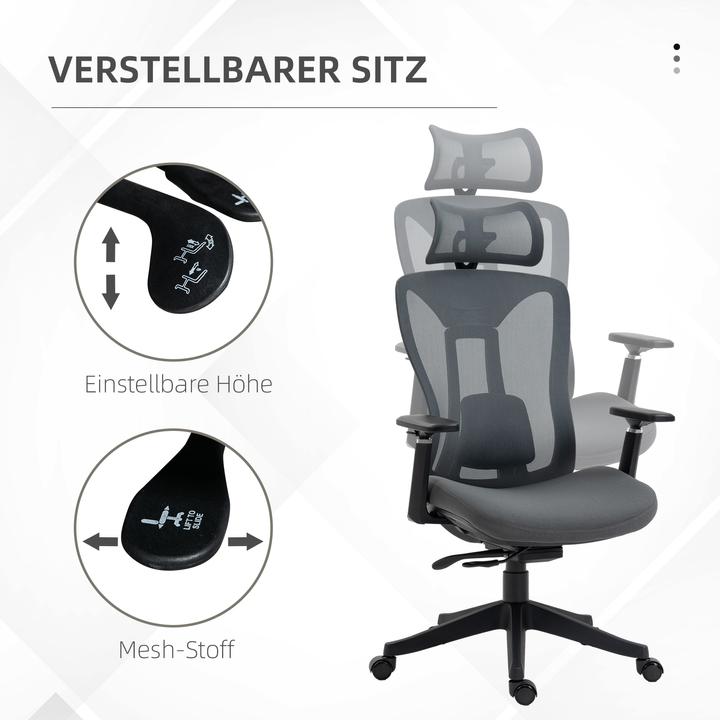 Produktbild Vinsetto Bürostuhl mit verstellbarer Kopfstütze