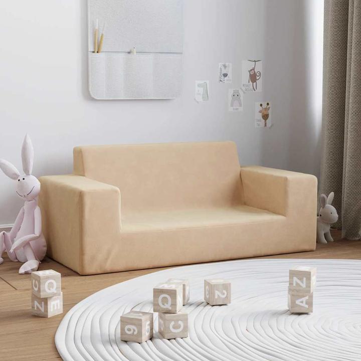 Produktbild VidaXL Kindersofa 2-Sitzer Creme Weich Plüsch (Kindersofa)