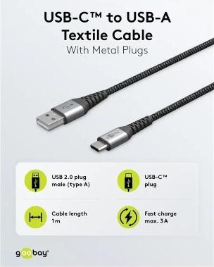 Actual product image Goobay USB A – USB C (1 m, USB 2.0, 60 W)