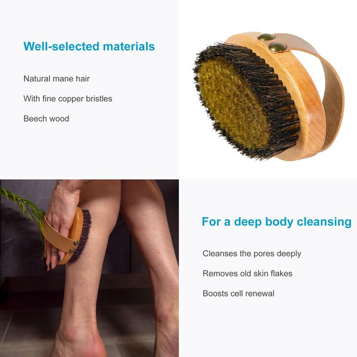 Actual product image Intirilife Body brush with natural bristles for skin cleansing
