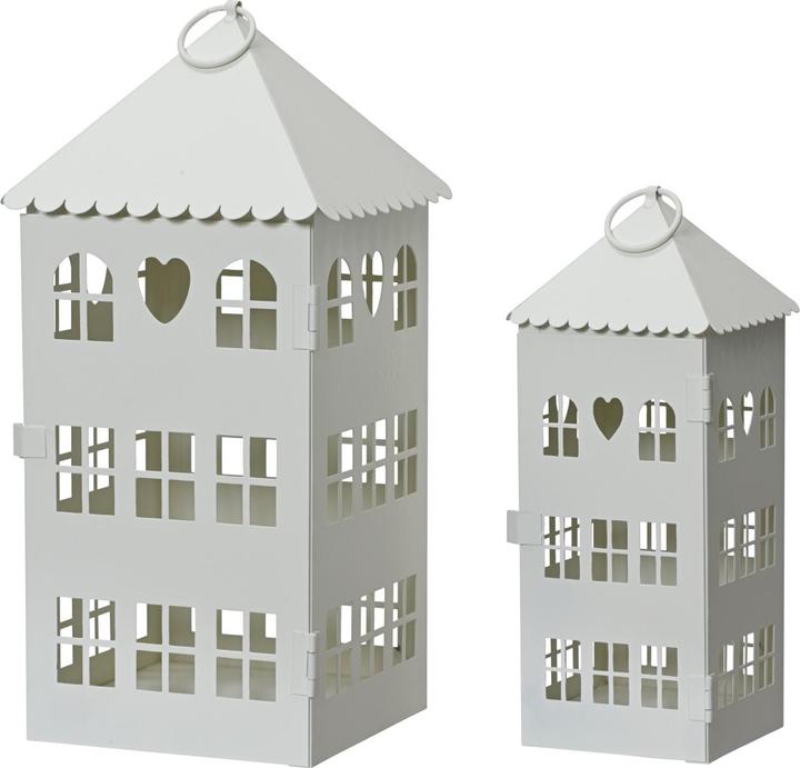 Produktbild Decoris Laterne weiss Eisen 23 & 30cm Set2 (1 x)