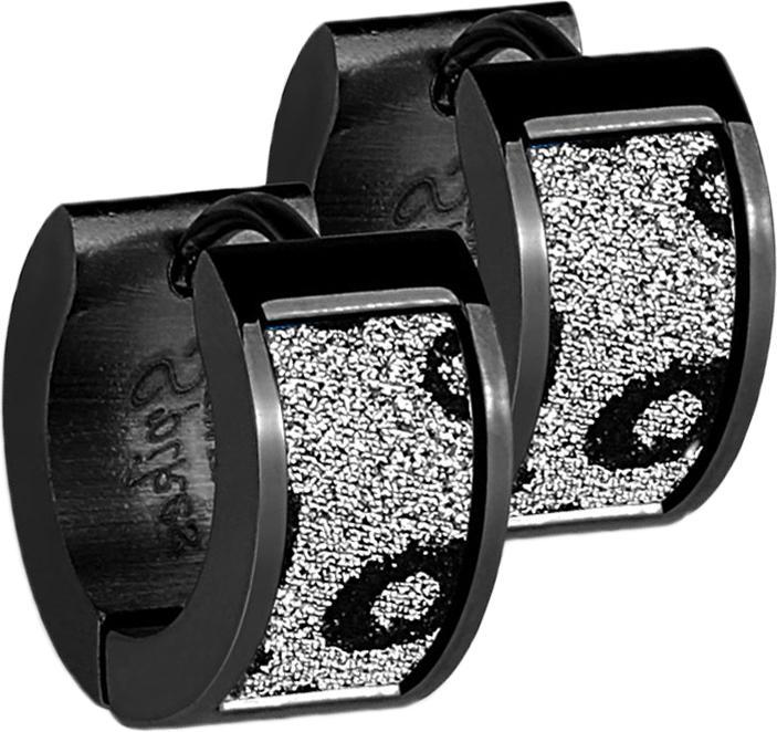 Star Piercing Ohrring zum Klappen schwarz mit glitter und Leopardenmuster (ohne Messing, Chirurgenstahl 316L)