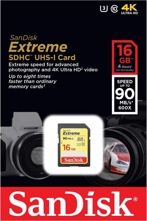 Image du produit SanDisk Extrême (16 Go, SDHC, U3, UHS-I)