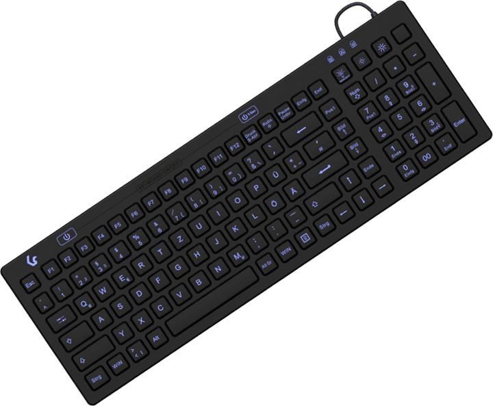 KeySonic Industrieel toetsenbord, USB, verlicht, silicone, zwart, water- en stofdicht IP68, DE layout (DE, Bedraad)