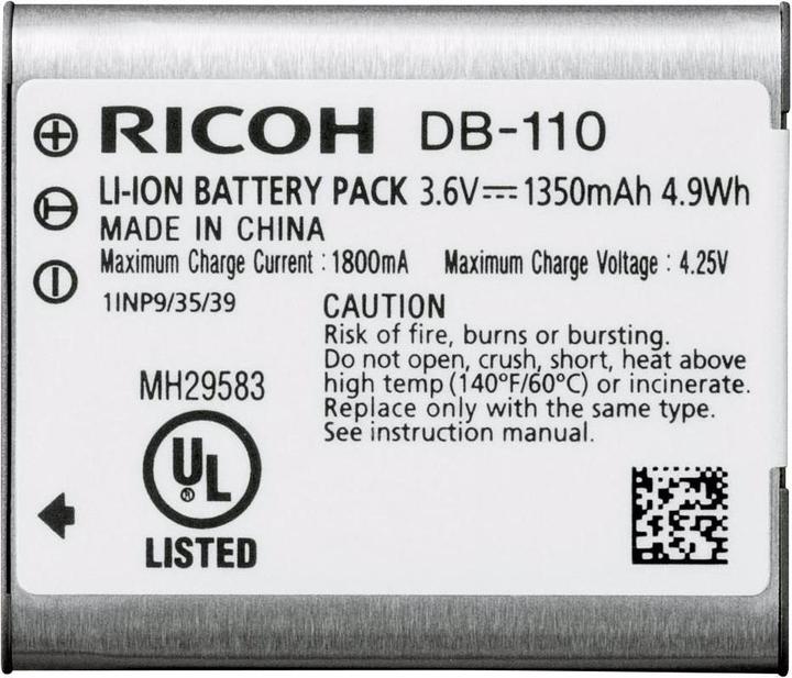 Actual product image RICOH DB-110 Lithium-Ion battery for GRIII (Camera battery)