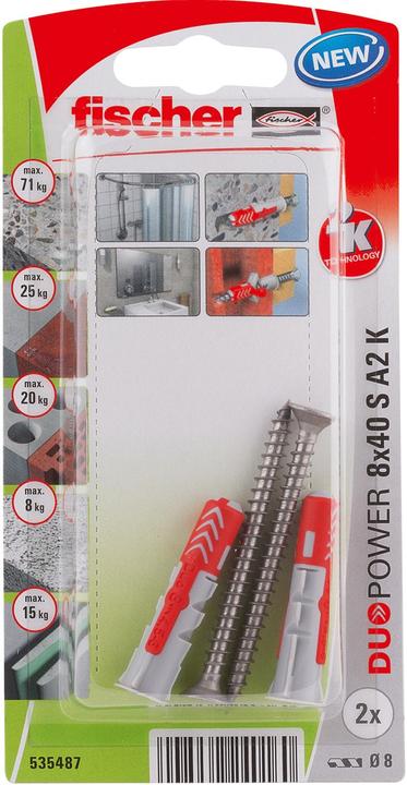 Fischer SB Nylondübel Duopower mit Schraube A2 (2 Stk.)
