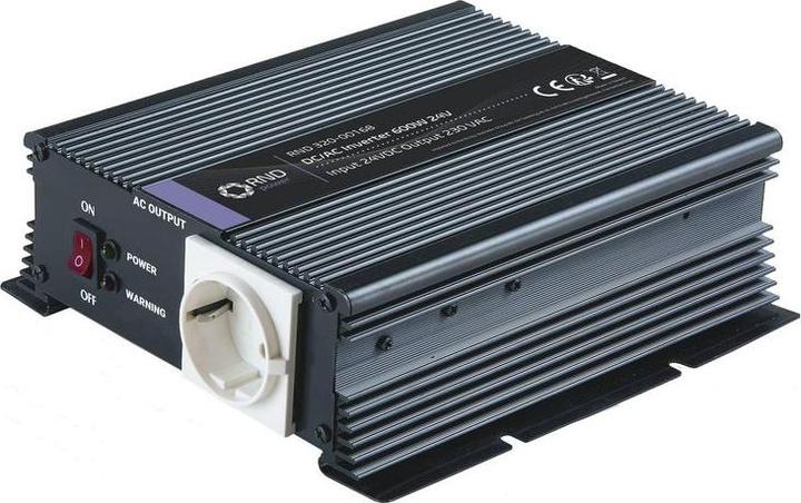 Produktbild RND DC/AC-Wechselrichter 24V 600W Steckdose Typ F (CEE 7/3) mit Schutzkontakt