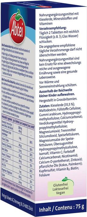 Produktbild Abtei Kieselerde Biotin Plus (neu) Tabl (56 Stück, Tabletten, 500 g)