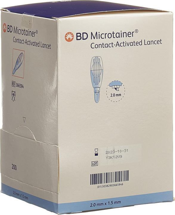 BD kontaktaktivierte Lanzette für die Kapillarblutentnahme 1.5x2mm blau (Lanzette)