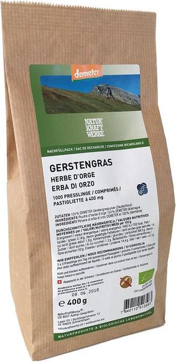 NaturKraftWerke Gerstengras Presslinge Demeter (1000 Stück, Pulver, 400 g)