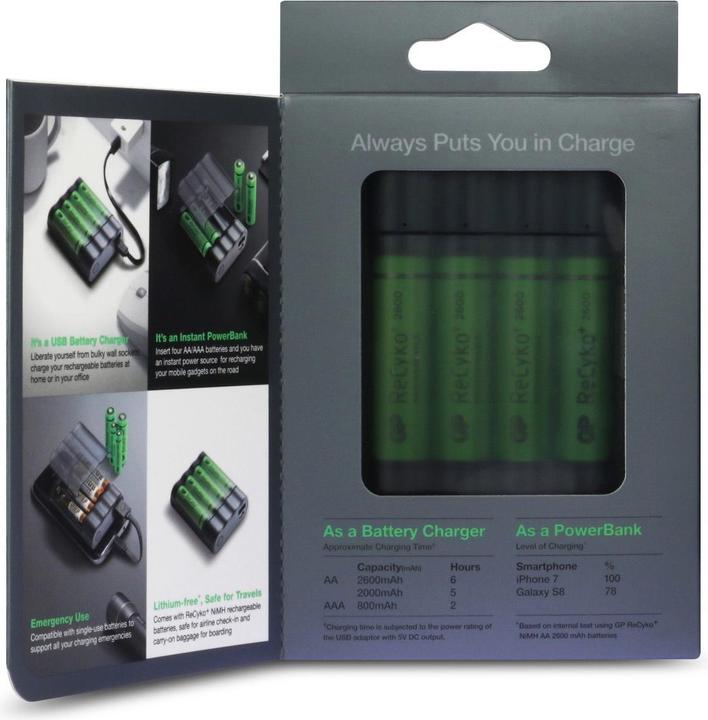 Actual product image GP Batteries CHARGE AnyWay 3in1 Charger & Powerbank (2600 mAh, 12.50 Wh)