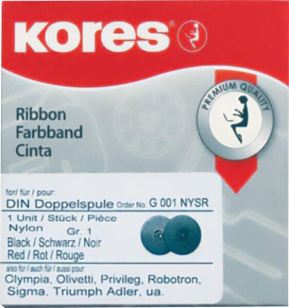 Immagine prodotto Kores Nastri per macchine da scrivere nero/rosso 13 mm x 10 m (1.30 cm, Nero, Rosso)