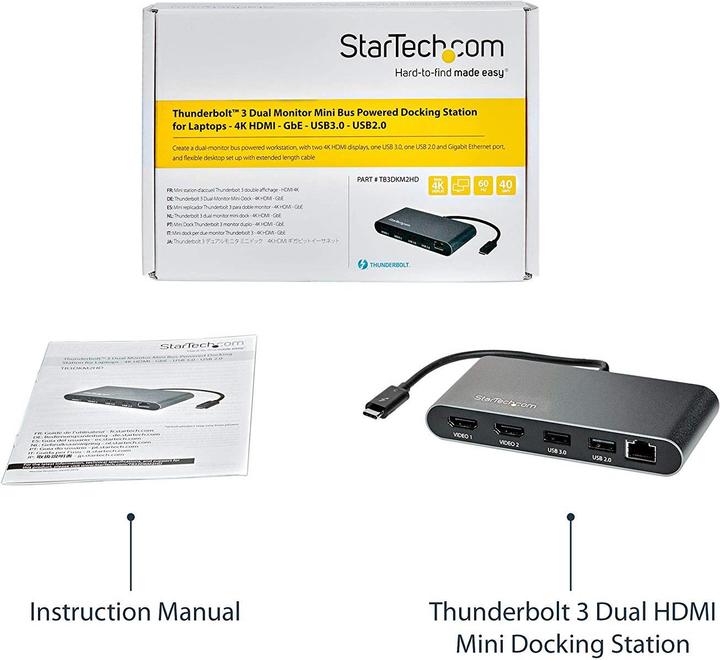 Image du produit StarTech TB3DKM2HD (USB-C, 1 Ports)