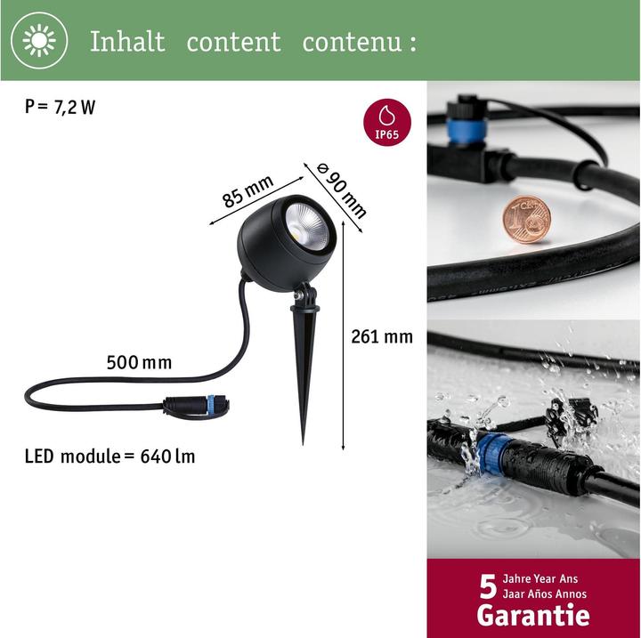 Actual product image Paulmann Outdoor Plug & Shine Spot Kikolo (640 lm, IP65)