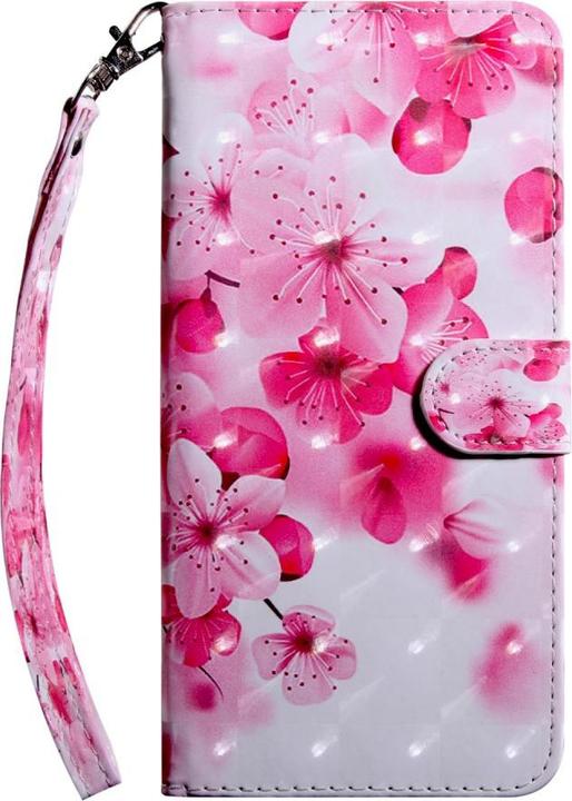 Produktbild Cover-Discount iPhone SE / 8 / 7- Etui Ledertasche Pink Flower Glitzer Effekt (Apple iPhone 7, Apple iPhone 8)