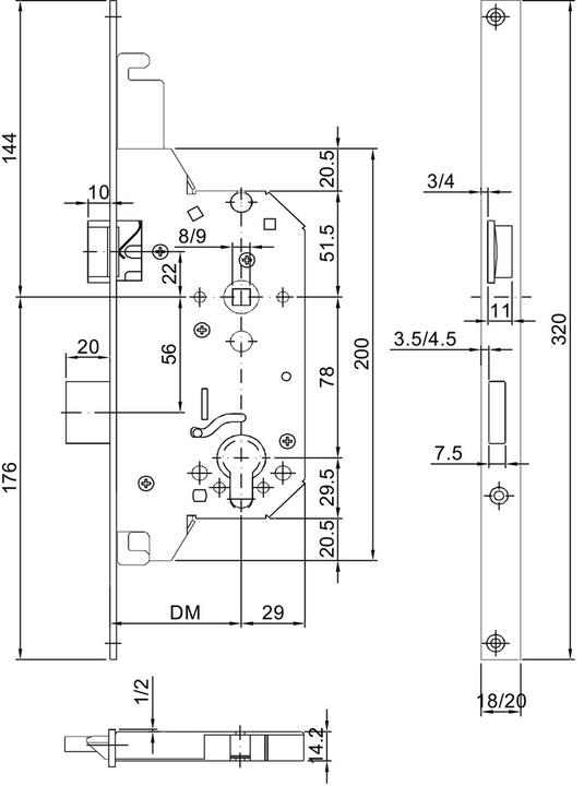 Image du produit MSL Serrures à entailler ROLLTRIBLOC 1857 H (Serrure à mortaise)