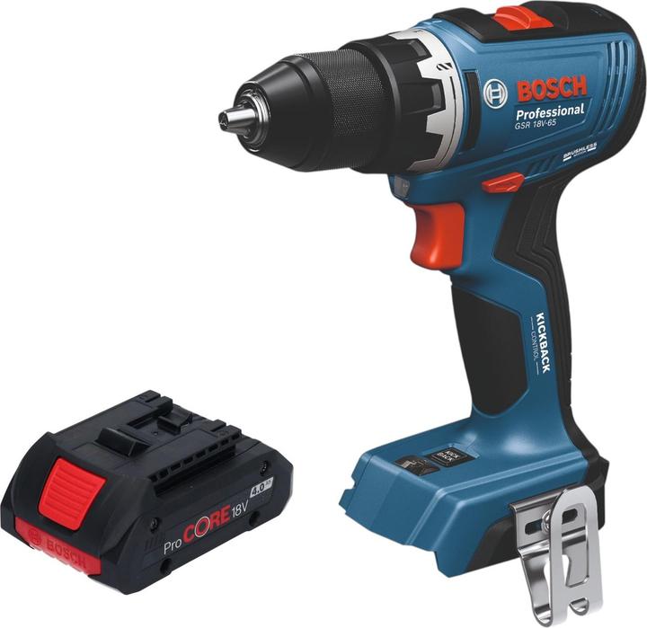 Produktbild Bosch Professional Bosch GSB 18V-65 Professional Akku Schlagbohrschrauber 18 V 65 Nm Brushless + 1x ProCORE Akku 4,0 (Akkubetrieb)