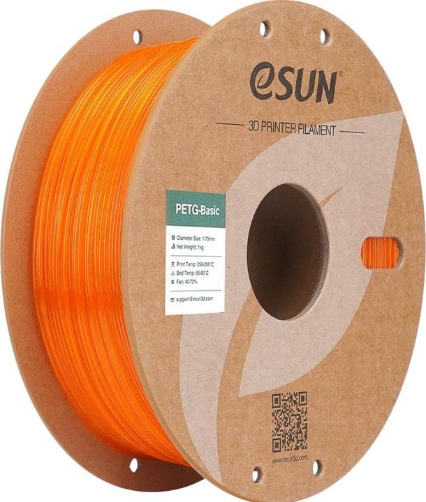 Actual product image eSUN PETG 1.75mm TRANSLUCENT ORANGE 1kg (PETG, 1.75 mm, 1000 g, Orange)