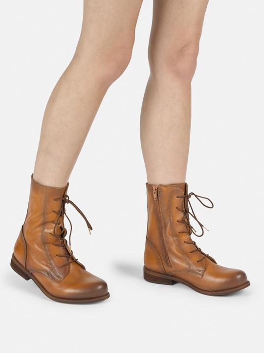 Felmini Wide Fit W103 Schnürstiefel aus echtem Leder, mit Innenreissverschluss und niedrigem Absatz.