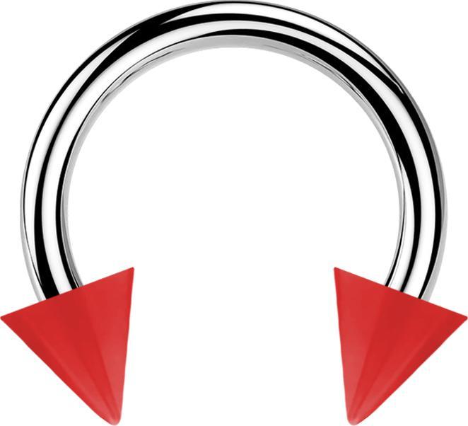 Image du produit Star Piercing Micro Circular Barbell argent avec deux cônes rouges (Acier chirurgical 316L, Acrylique, sans laiton)