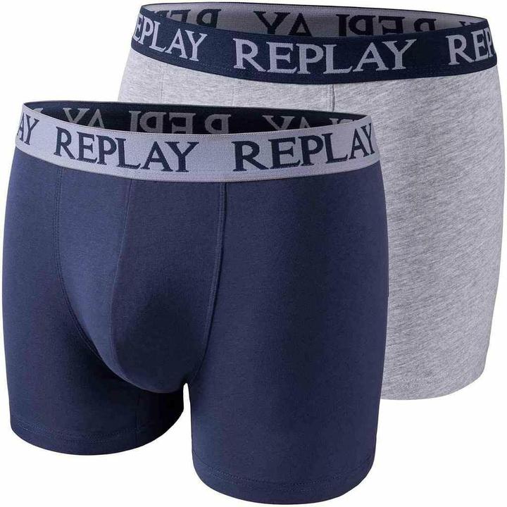 Produktbild Replay Herren Boxer 2er Pack Indigo/Grau (S, 2er Pack)