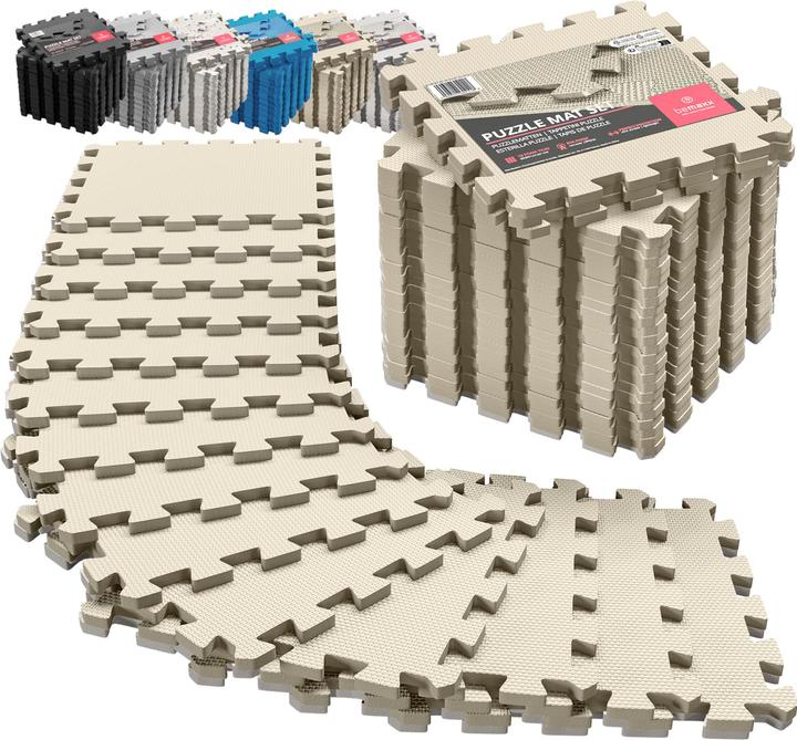 BeMaxx Protective Puzzle Mat Set, 18 Pieces Beige (1 cm)