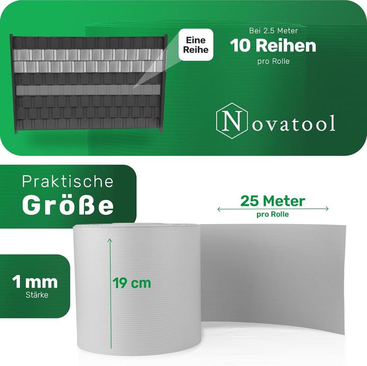 Produktbild Novatool Premium PP 100m Rollen Sichtschutzstreifen für Doppelstabmattenzaun Fenster GRAU für 40 Rei (10000 cm)