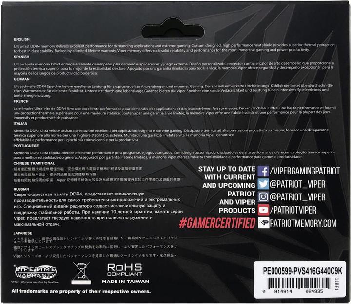 Produktbild Patriot DUPLIKAT Viper Steel (2 x 8GB, 3200 MHz, DDR4-RAM, DIMM)