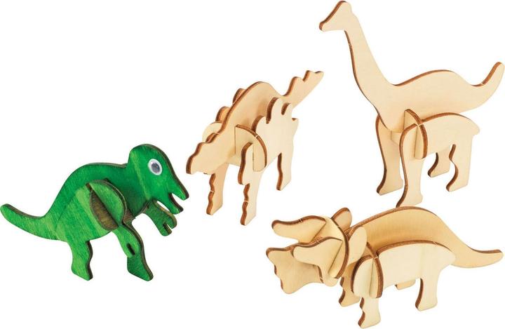 Produktbild Colorations Färbungen – Erstellen und dekorieren Sie Ihr hölzernes 3D-Puzzle-Dinosaurier (4 Teile)