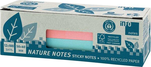 Actual product image Recycling Sticky Notes Standard 5653-88BOX assorted colours 12 pads (50 x 40 mm)
