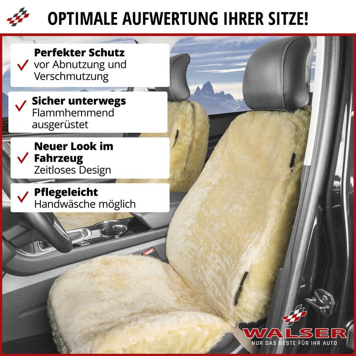 Produktbild Walser Autositzbezug Monette Lammfell und Webpelz 12-14 mm schwarz Zipp-It
