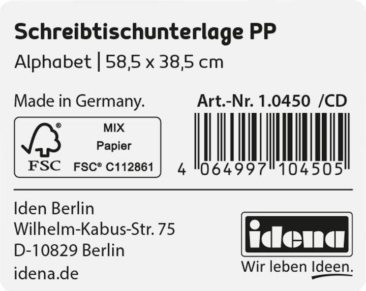 Image du produit Idena Sous-main PP 58,5x38,5cm Alphabet