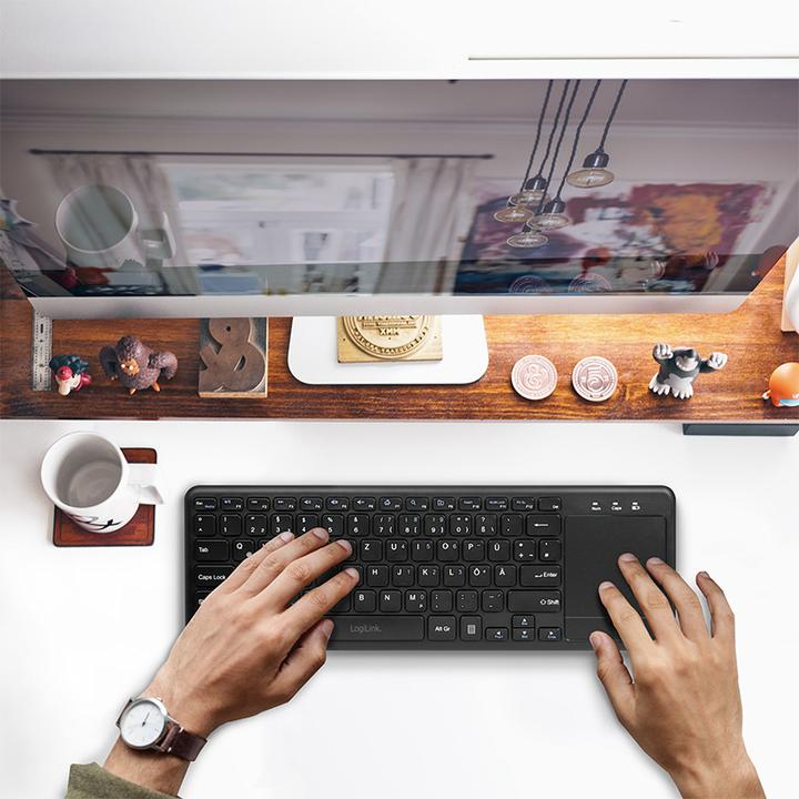 Immagine prodotto LogiLink Tastiera wireless con touchpad, 2,4 GHz, nero (DE, Senza fili)