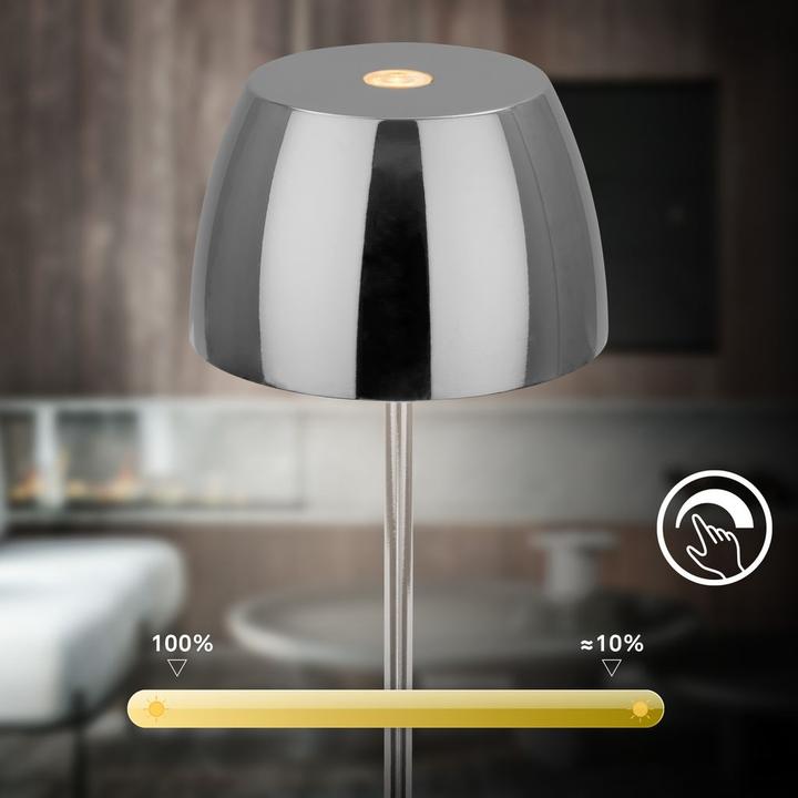 Actual product image Briloner Rechargeable LED table lamp - Mini, touch, black chrome (150 lm)