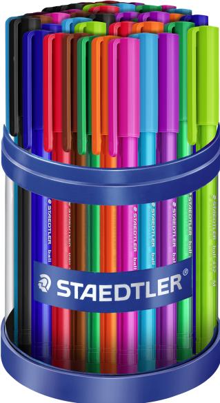 Produktbild Staedtler ball 432 Dreikantiger Kugelschreiber Thekendisplay mit 50 Stück, sortiert, Linienbreite M (Mehrfarbig, 50 x)
