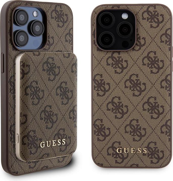 Productafbeelding Guess Zestaw GUBPM5P15X4GEMGW iPhone 15 Pro Max 6,7" hardcase + Powerbank 5000mAh MagSafe brązowy/br (Apple iPhone 15 Pro Max)
