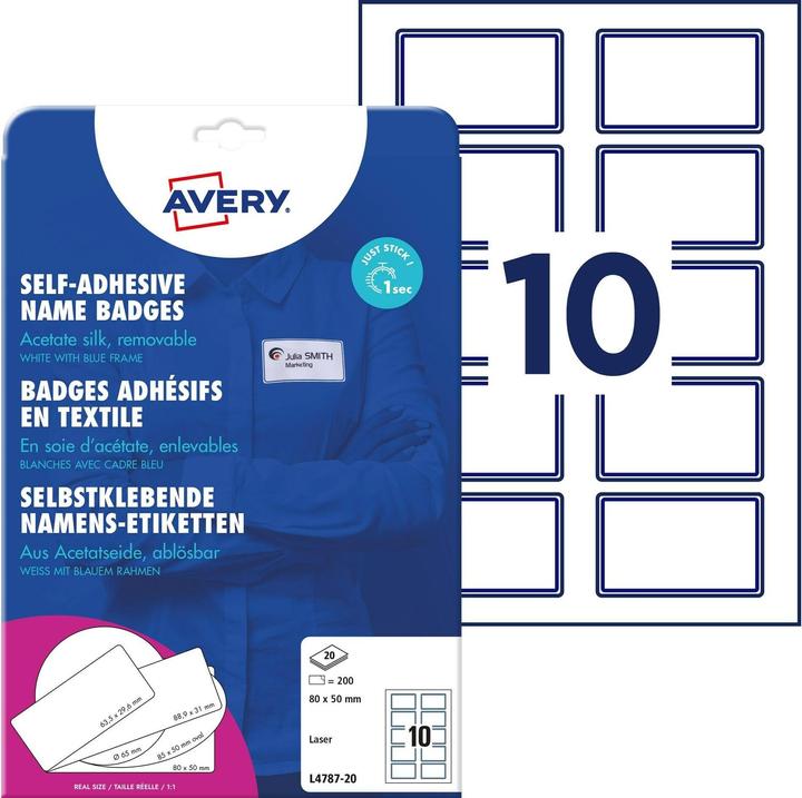 Actual product image Avery Name labels 80 x 50 mm, 20 Blatt