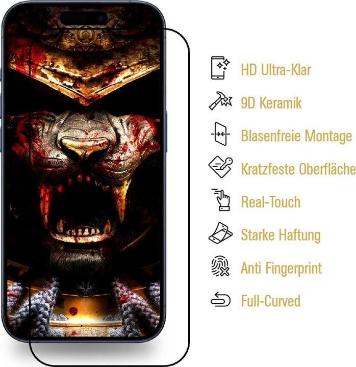 Produktbild Protectorking 1x Ceramic-Glass Full Cover HD Klar (1 Stück, Apple iPhone 15 Pro)