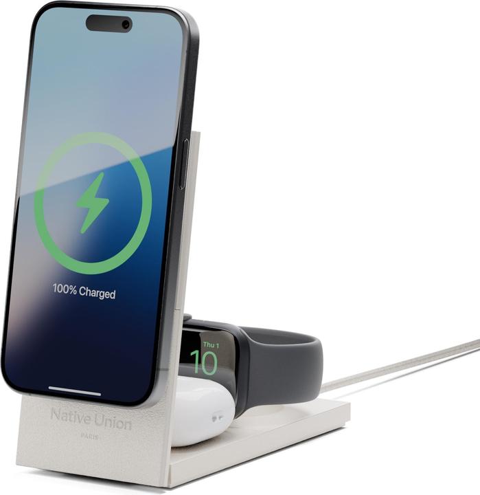 Actual product image Native Union Rise 3-in-1 INT Qi2 Wireless Charger Qi2 15W für drei MagSafe-Geräte (15 W)