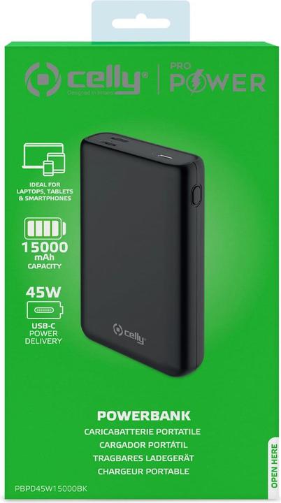 Produktbild Celly Powerbank (15000 mAh, 45 W)