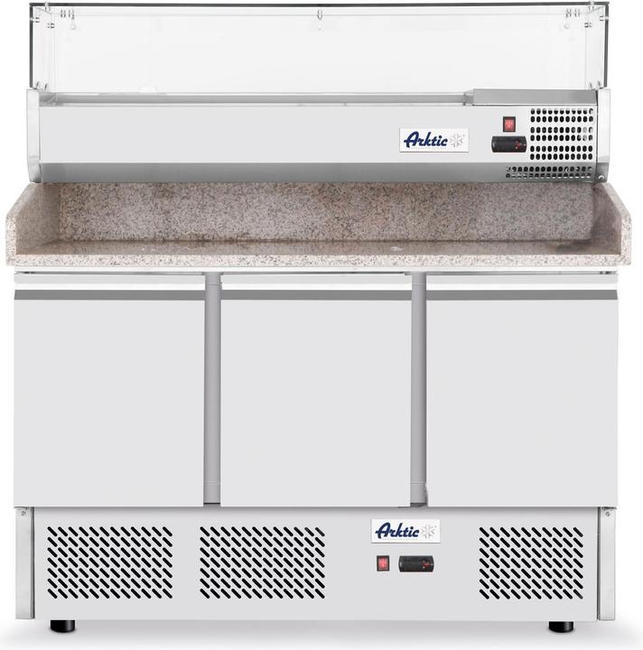 Produktbild Hendi Pizzatisch dreitürig mit kühlvitrine 380+40 l 230V (254 l)