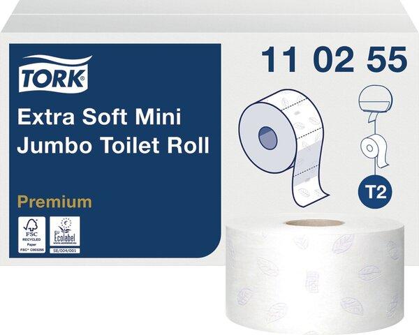 Actual product image Tork Toilet paper Mini Jumbo 3-ply paper white 600 sheets/rl. 12 Rl./Pack. (12 x)