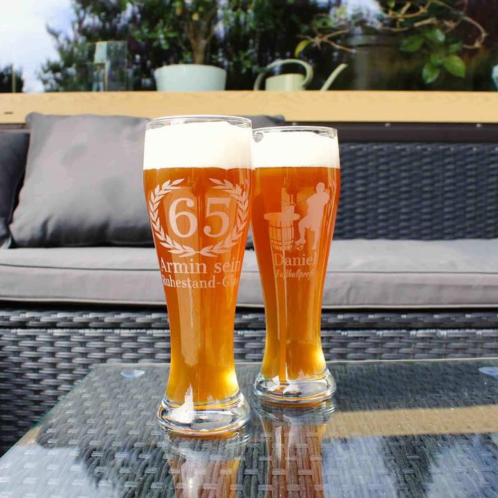 Actual product image Luxentu Weissbierglas mit Gravur 75. Jubiläum (0.50 l, 1 x)