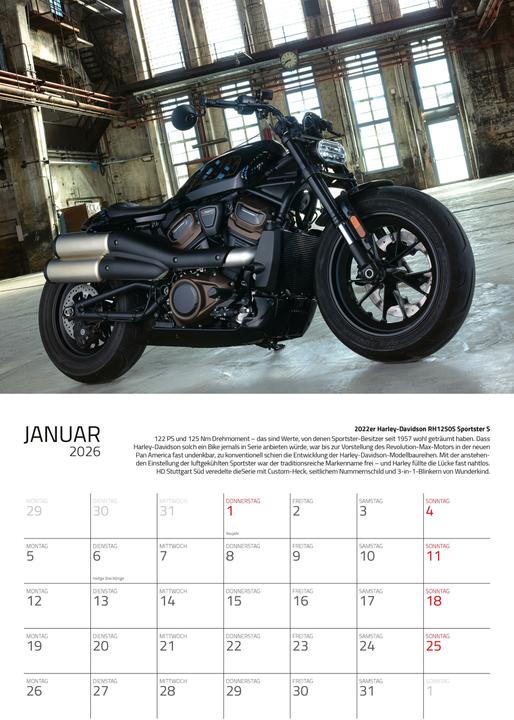 Produktbild Kalender Best of Harley Davidson 2026 Eintragkalender (Deutsch)