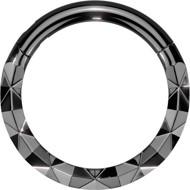 Produktbild Star Piercing Micro Segmentring klappbar schwarz front X facettiert (Chirurgenstahl 316L)