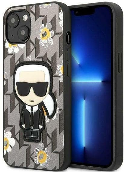 Actual product image Karl Lagerfeld Hard Cover Flower Ikonik Karl Grey, for iPhone 13, KLHCP13MPMNFIK1 (Apple iPhone 13, Apple iPhone 14, Apple iPhone 15)