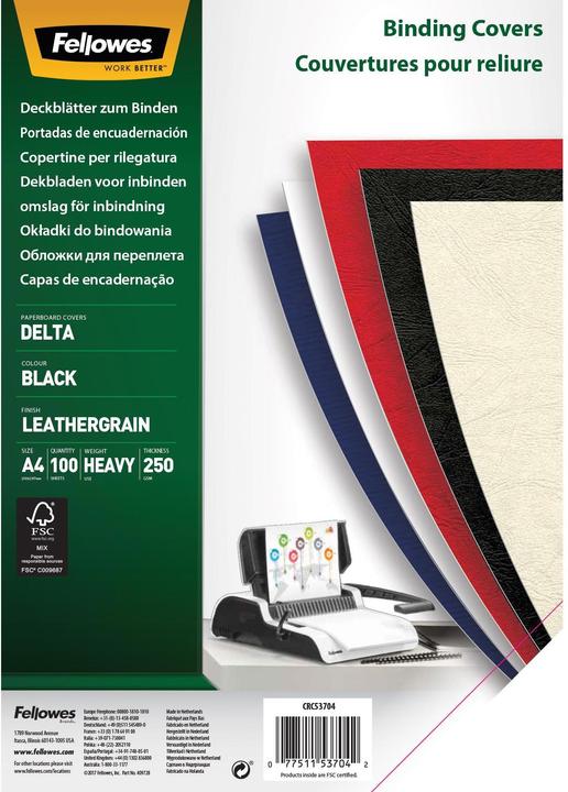 Actual product image Fellowes Delta cover sheet with leather structure