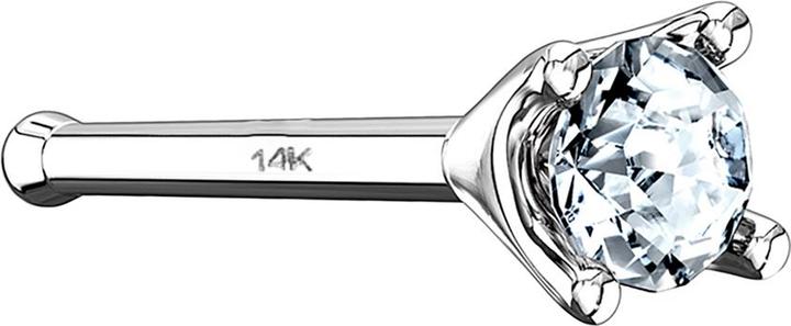 Immagine prodotto Star Piercing Borchia da naso dritta in oro bianco 14k con cristalli incastonati in argento (Oro 14k, senza ottone)