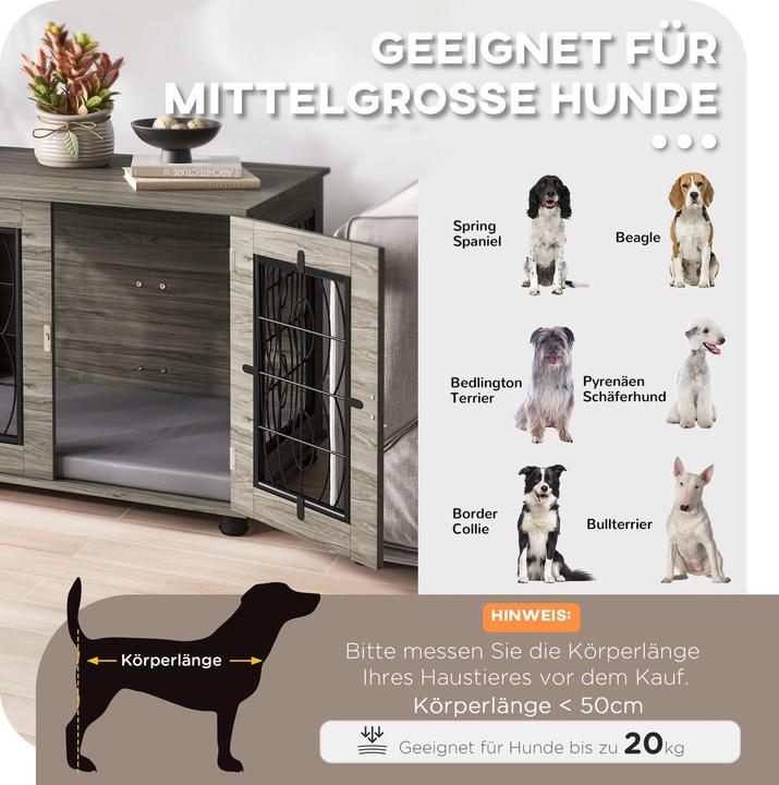 Image du produit PawHut Hundekäfig Spanplatte, Stahl Grau (Chenil pour chiens)
